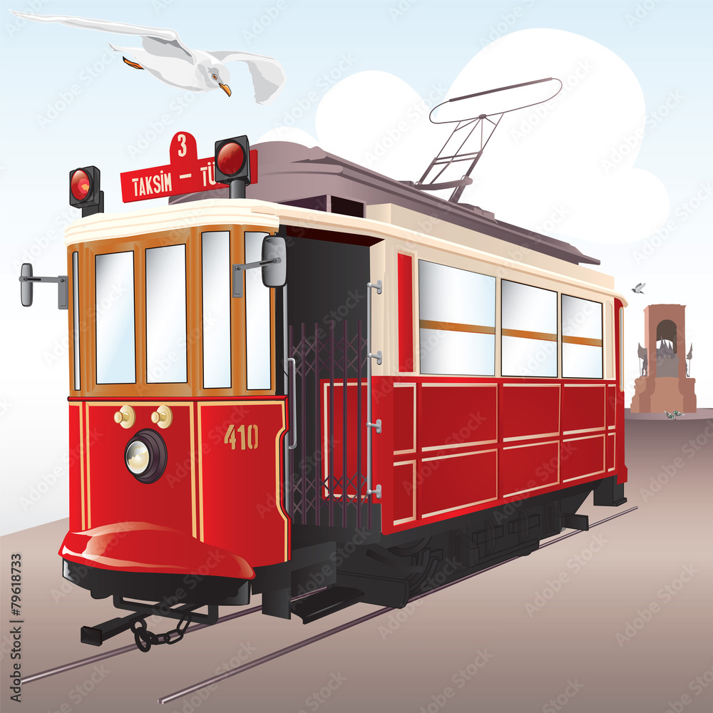 Fototapeta premium Traditional Beyoglu Tram, Istanbul, Turkey