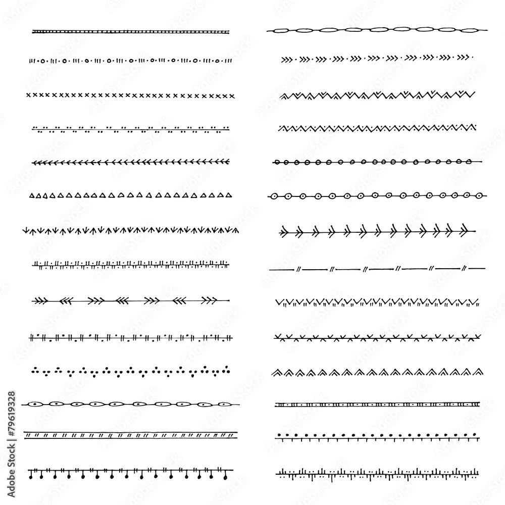 Set of hand drawn borders Set of hand drawn borders