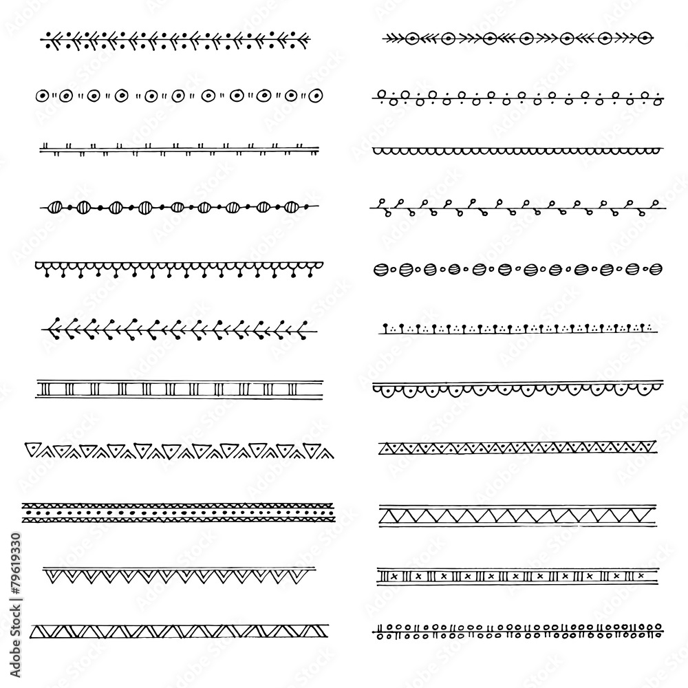 Fototapeta premium Set of hand drawn borders