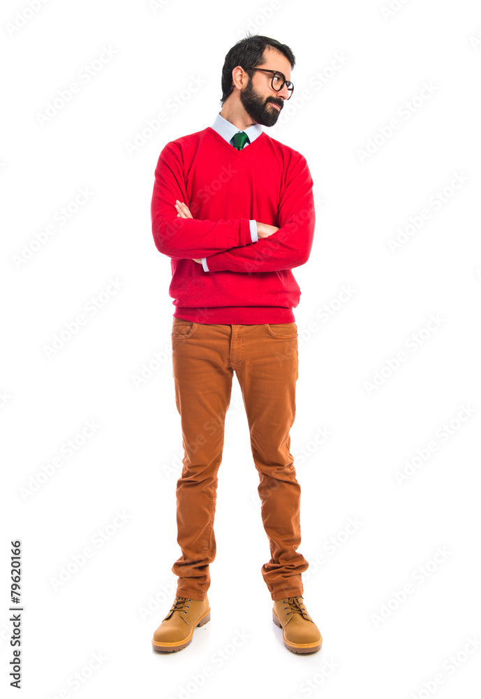 Hipster man with his arms crossed