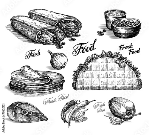 fast food vector logo design template. burritos or tacos icon.