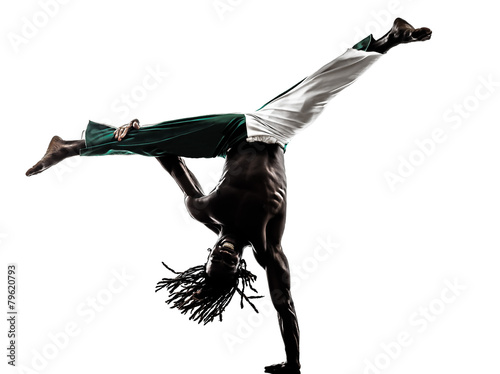 black man dancer dancing capoeira silhouette