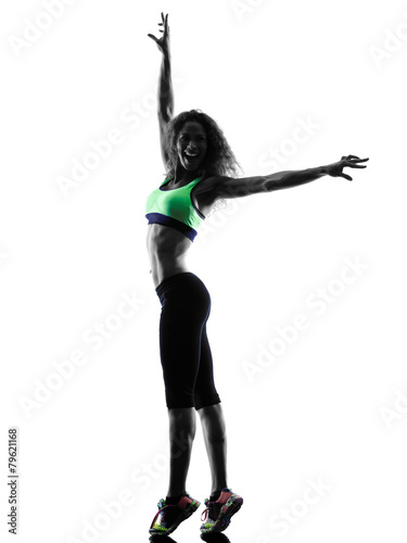 woman zumba dancer dancing exercises silhouette #79621168