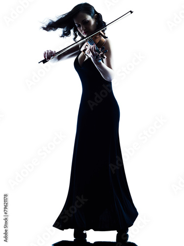 Violinist woman slihouette isolated photo