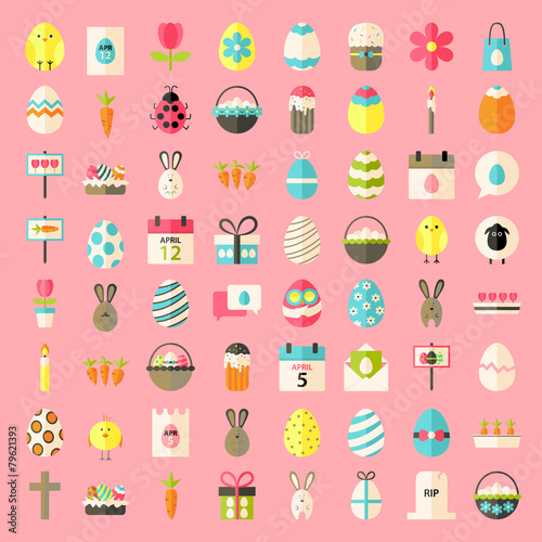 Easter flat style icons