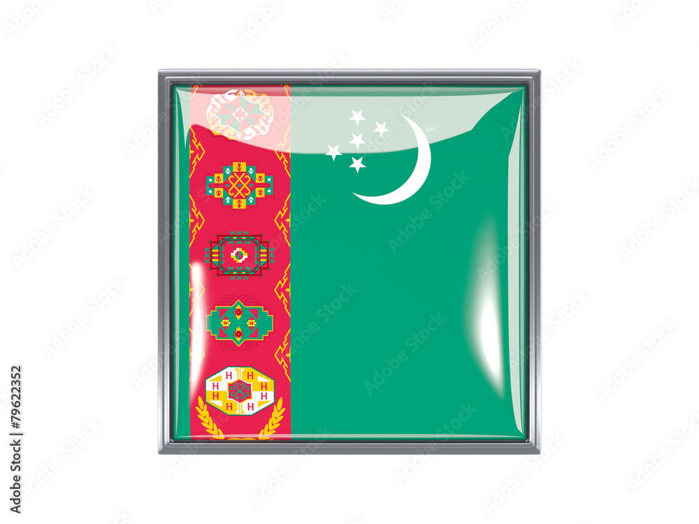 Obraz premium Square icon with flag of turkmenistan