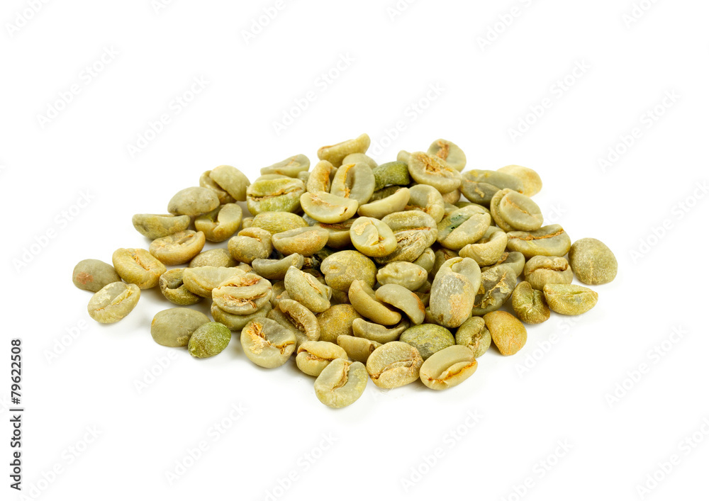 green coffee beans isolated on white background green coffee beans isolated on white background