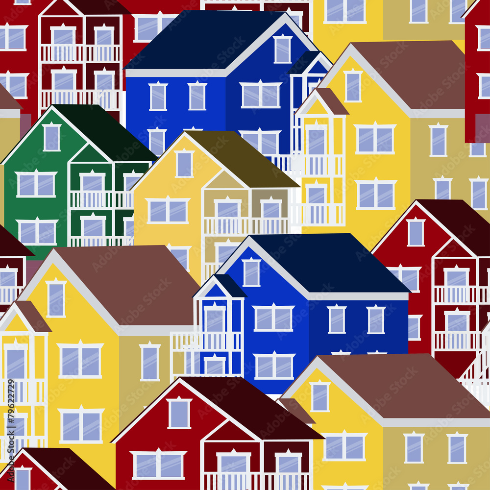 Naklejka premium Colorful house pattern