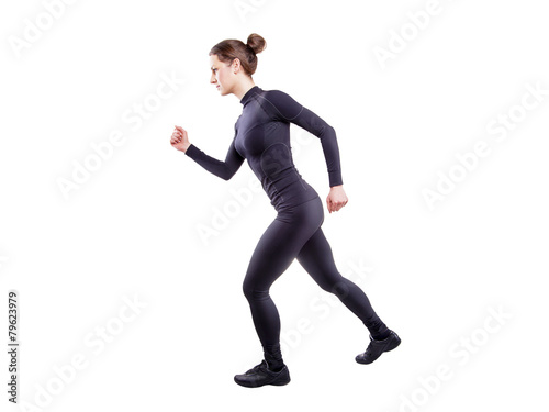 Runner woman isolated. Running fit fitness sport model jogging s