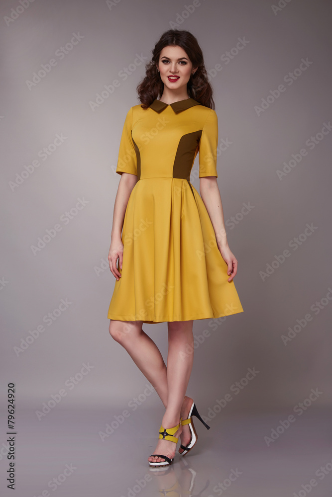 Sexy beauty business woman in fashion dress perfect slim body