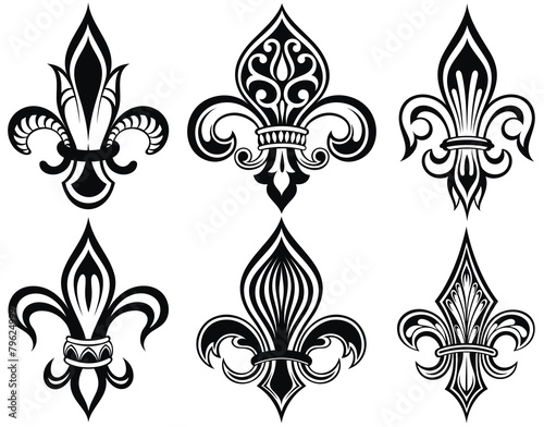 Fleur de lys vintage design icons