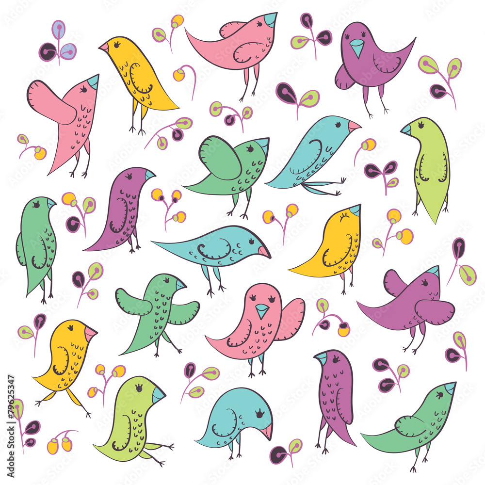 Fototapeta premium Set of cute birds