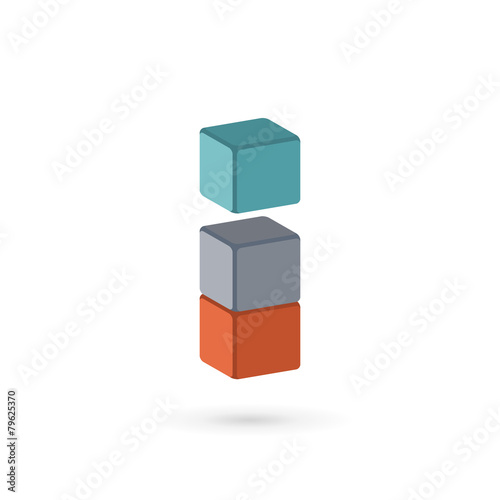 Letter I cube logo icon design template elements