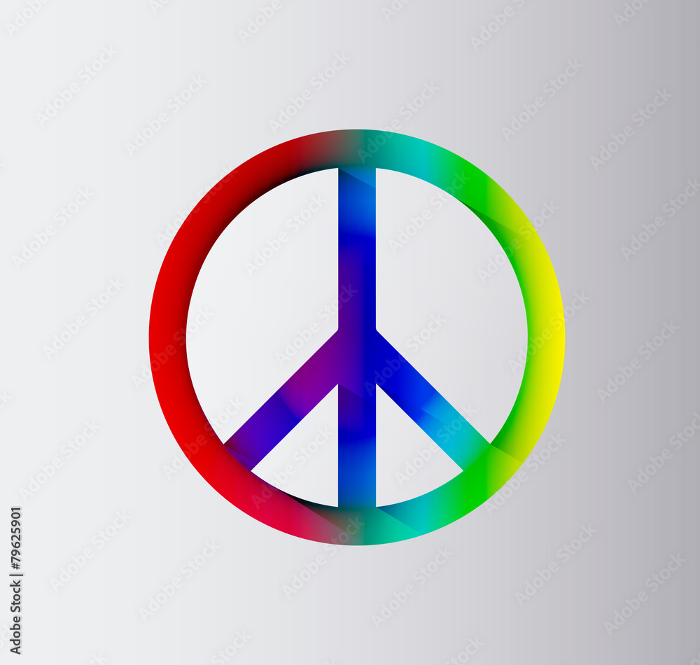 Rainbow Peace sign with drop shadows. Peace icon Rainbow Peace sign with drop shadows. Peace icon