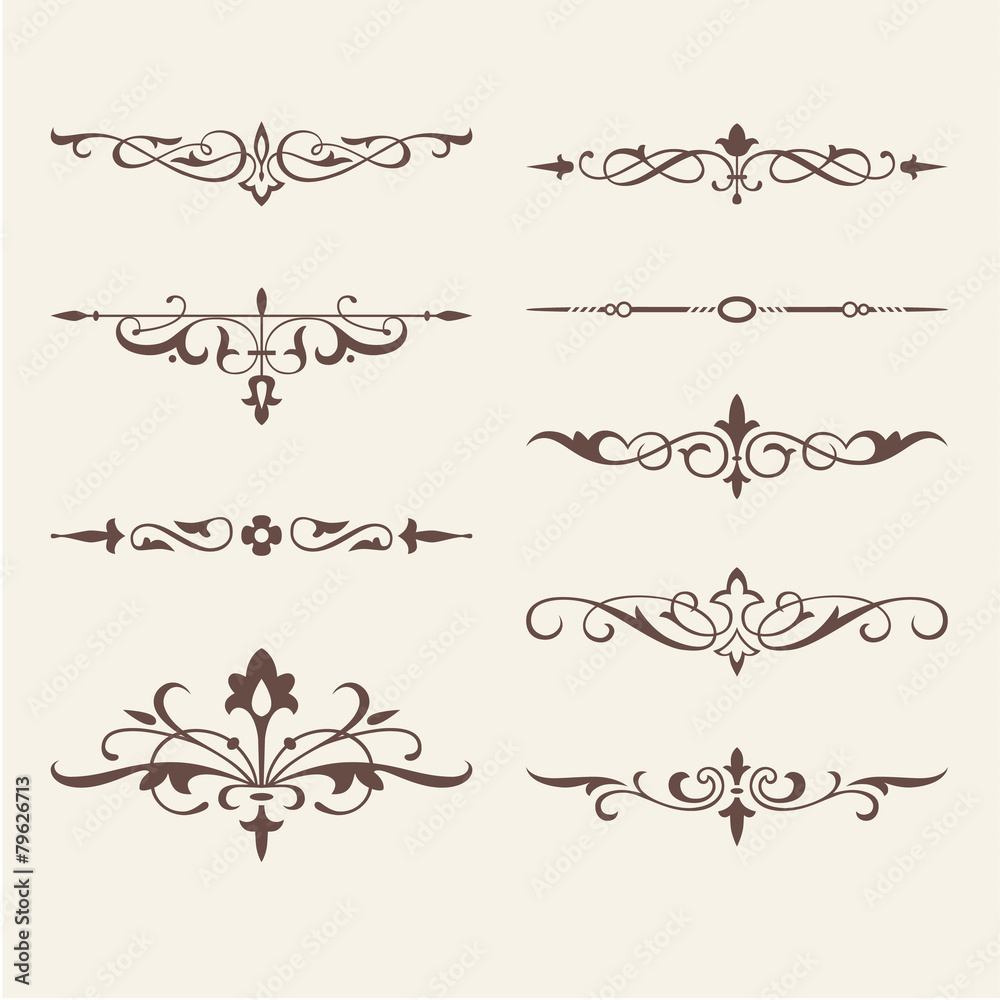 Curled calligraphic design elements for logo template - obrazy, fototapety, plakaty 