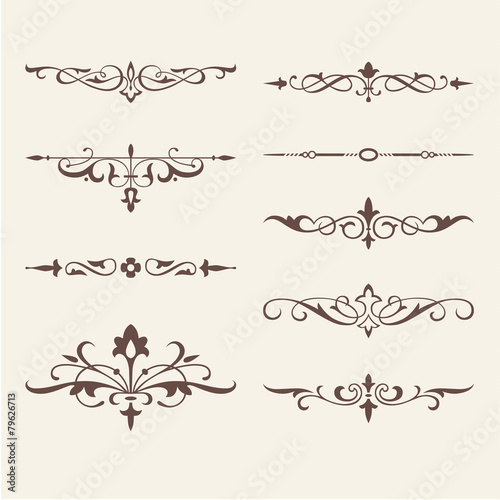 Curled calligraphic design elements for logo template