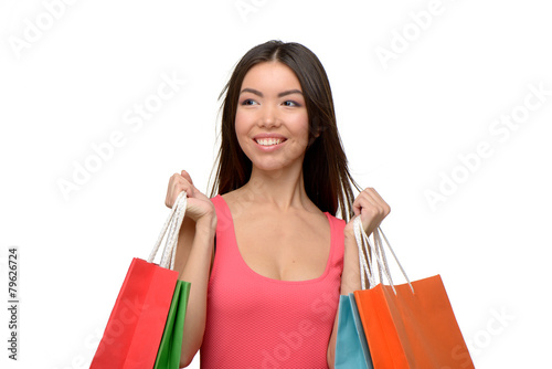 Asian young woman after shopping with bags © Friends Stock