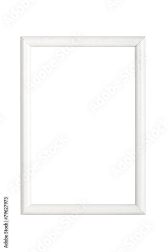 simple white wooden picture frame, isolated on white