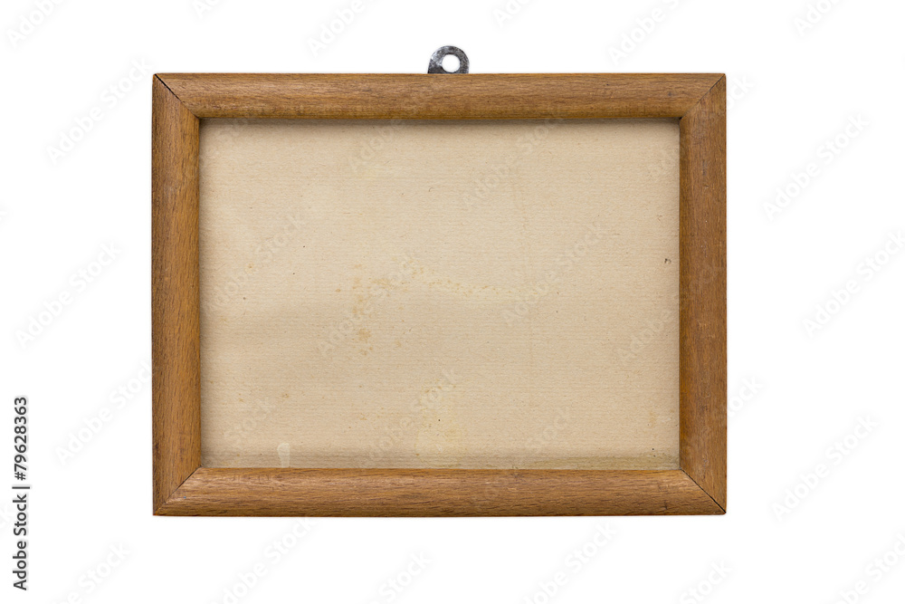 Fototapeta premium old wooden picture frame with mount and cardboard matte, isolate