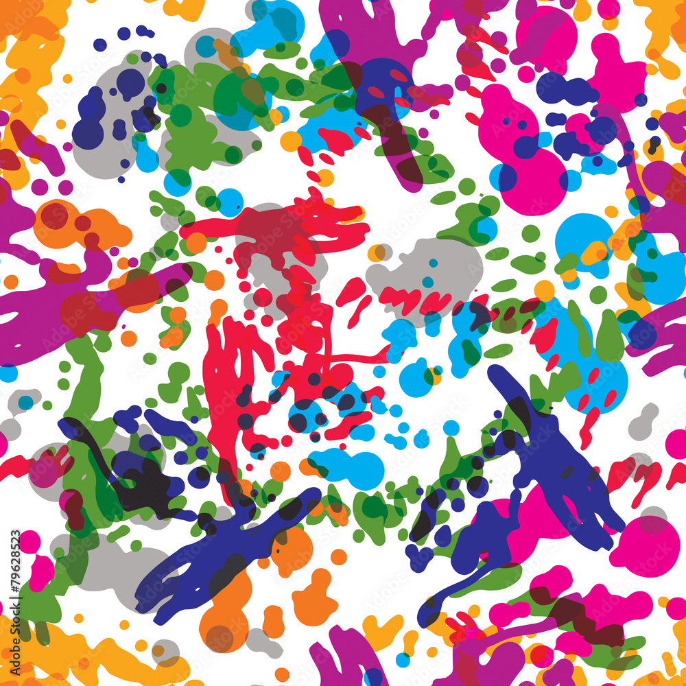 Colorful splattered web design repeat pattern, art ink blob, dau