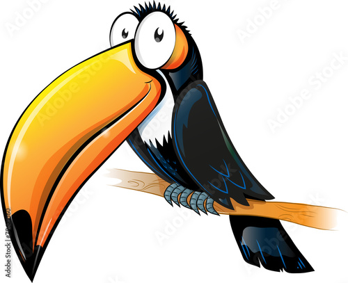 fun toucan cartoon isolated on white.