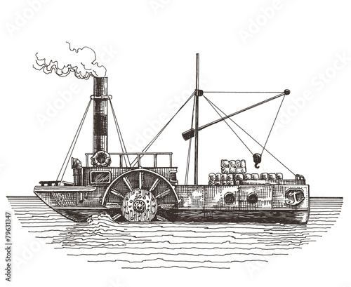 Canvas Print ship vector logo design template. steamboat or steamship icon.