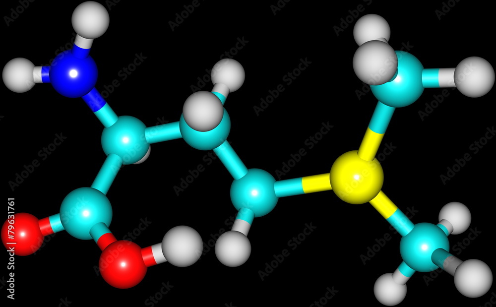 Vitamin U molecule isolated on black