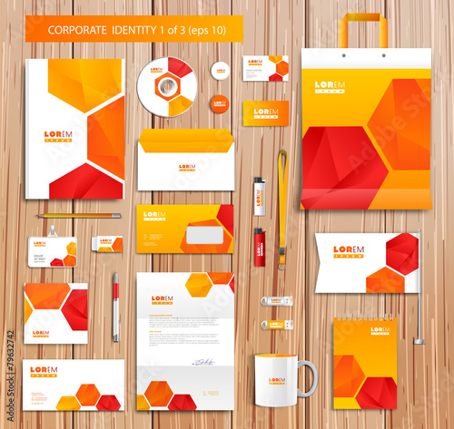 Vector artistic corporate identity template with color elements