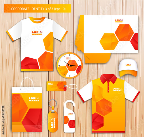 Vector artistic corporate identity template with color elements.