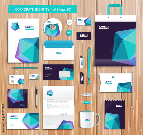 Vector artistic corporate identity template with color elements