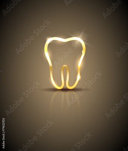 Beautiful golden shiny tooth silhouette illustration