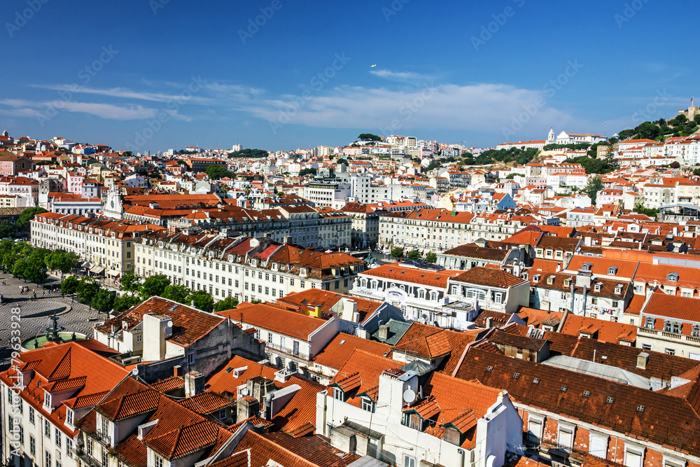 Lisbon streets panoramic view, Portugal