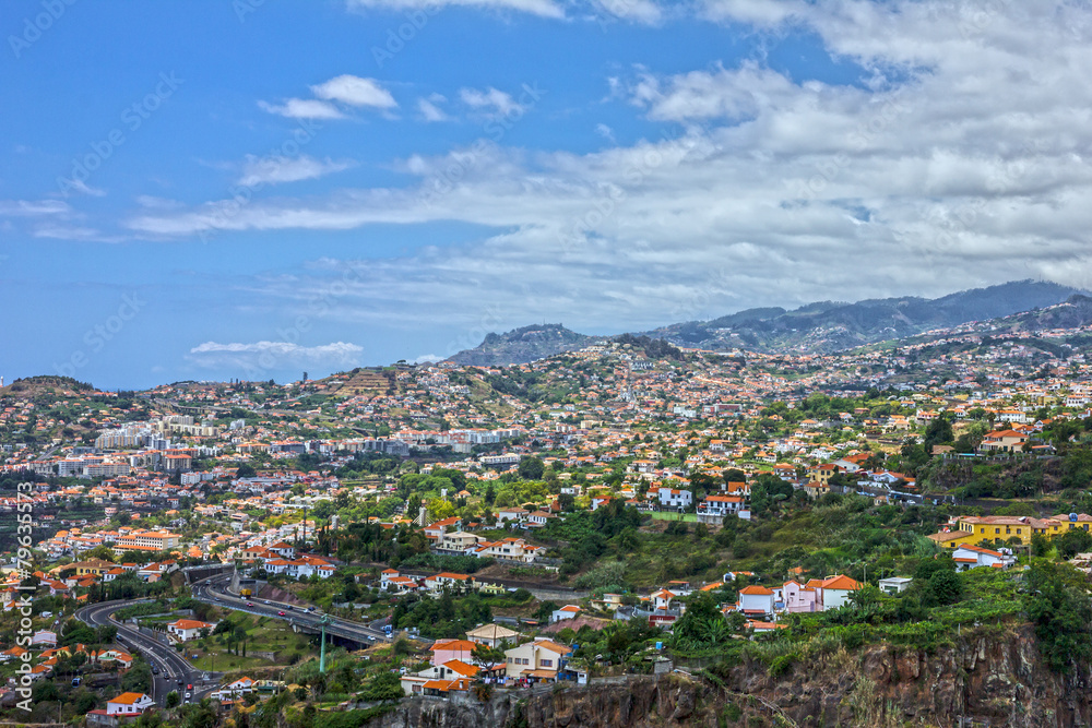 Madeira island, Portugal. Houses of Funchal.