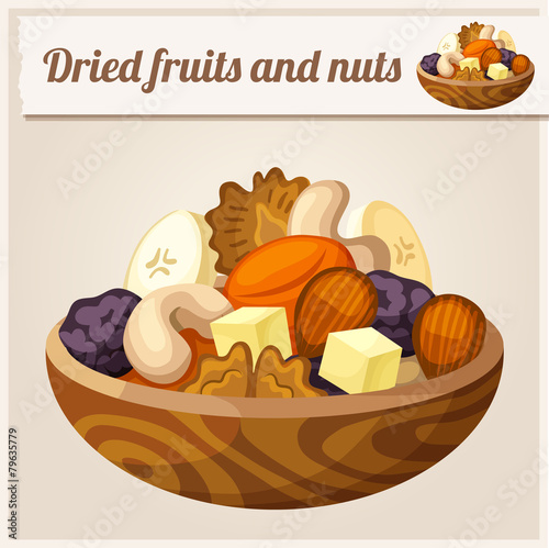 Detailed Icon. Dried fruits and nuts.