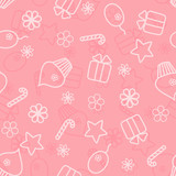 Seamless holiday hand drawn pattern in pink colour
