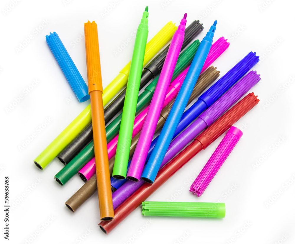 Fototapeta premium Colorful markers pens Multicolored Felt Pens draw line