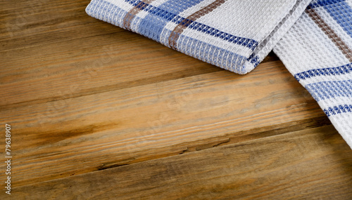 Tablecloth textile on a wooden background