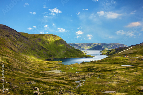 Mountain lake, North Cape, Honningsvag, Norway photo