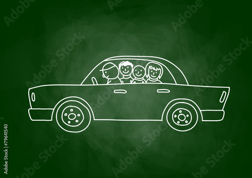 Drawing of car on blackboard