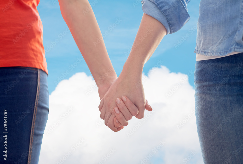 close up of lesbian couple holding hands close up of lesbian couple holding hands