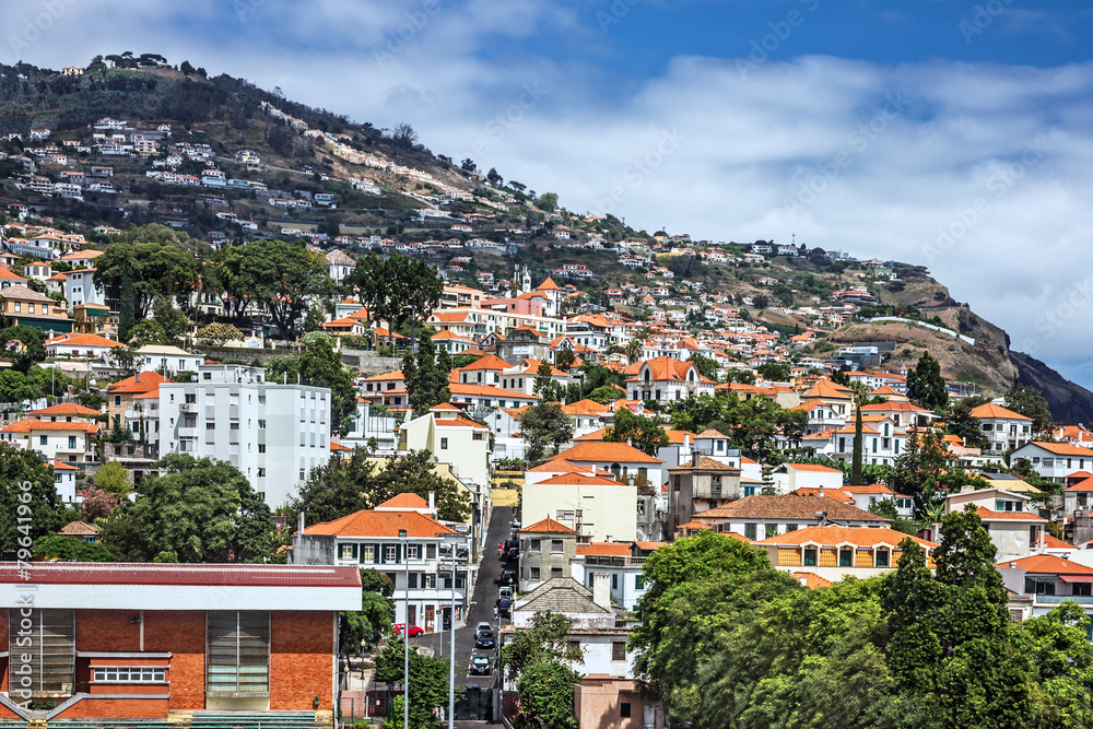 Madeira island, Portugal. Houses of Funchal.