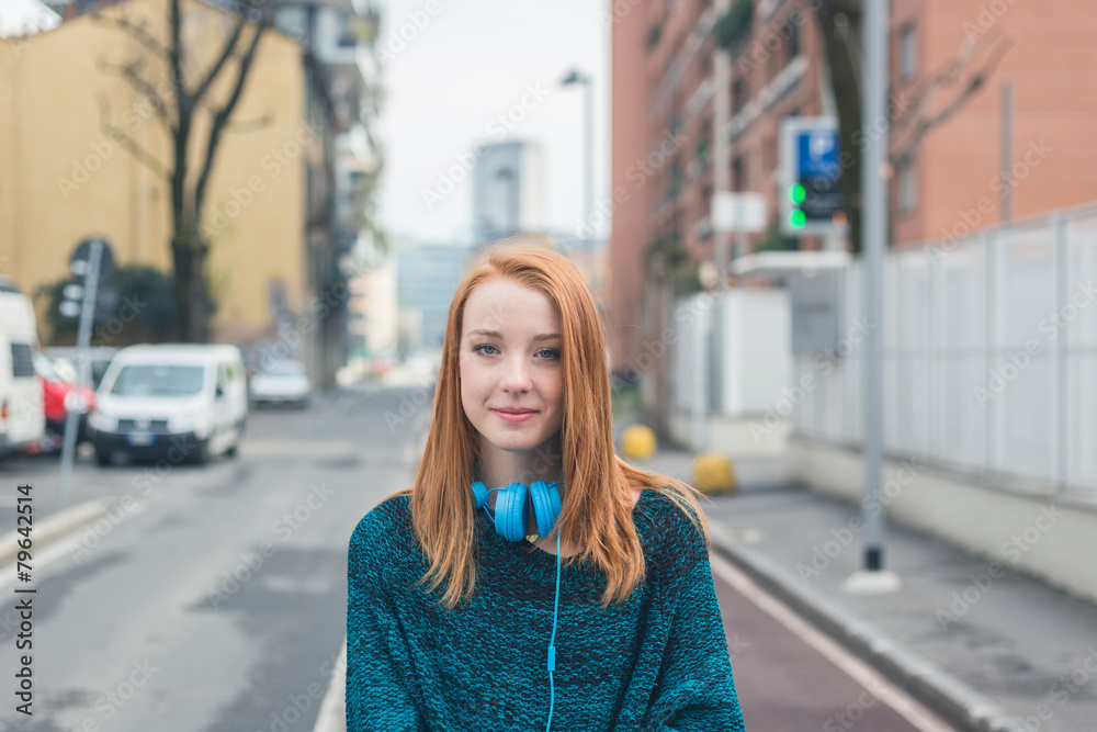 Beautiful girl posing in the city streets Beautiful girl posing in the city streets