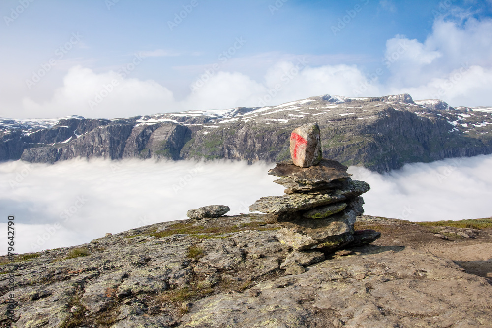 Stone Cairn on Norwegian Mountain