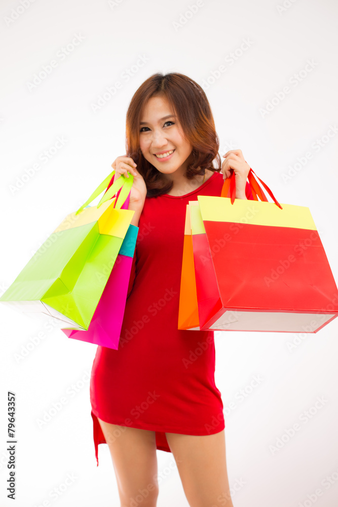 Beautiful woman with a lot of shopping bags Beautiful woman with a lot of shopping bags