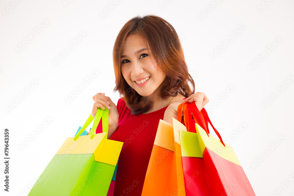 Beautiful woman with a lot of shopping bags Beautiful woman with a lot of shopping bags