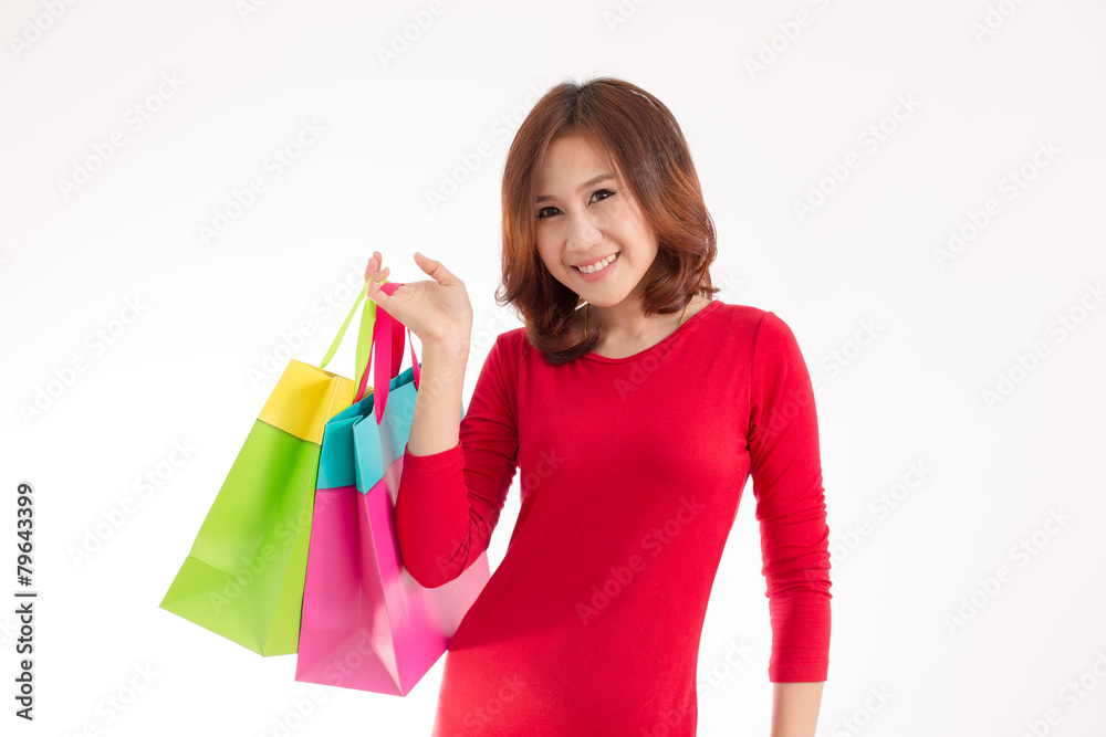 Beautiful woman with a lot of shopping bags