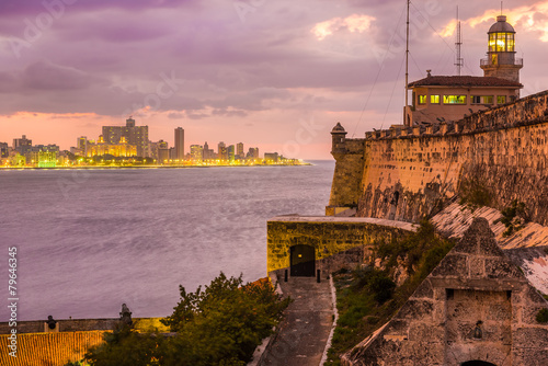 Photography Sunset in Havana with El Morro lighthouse