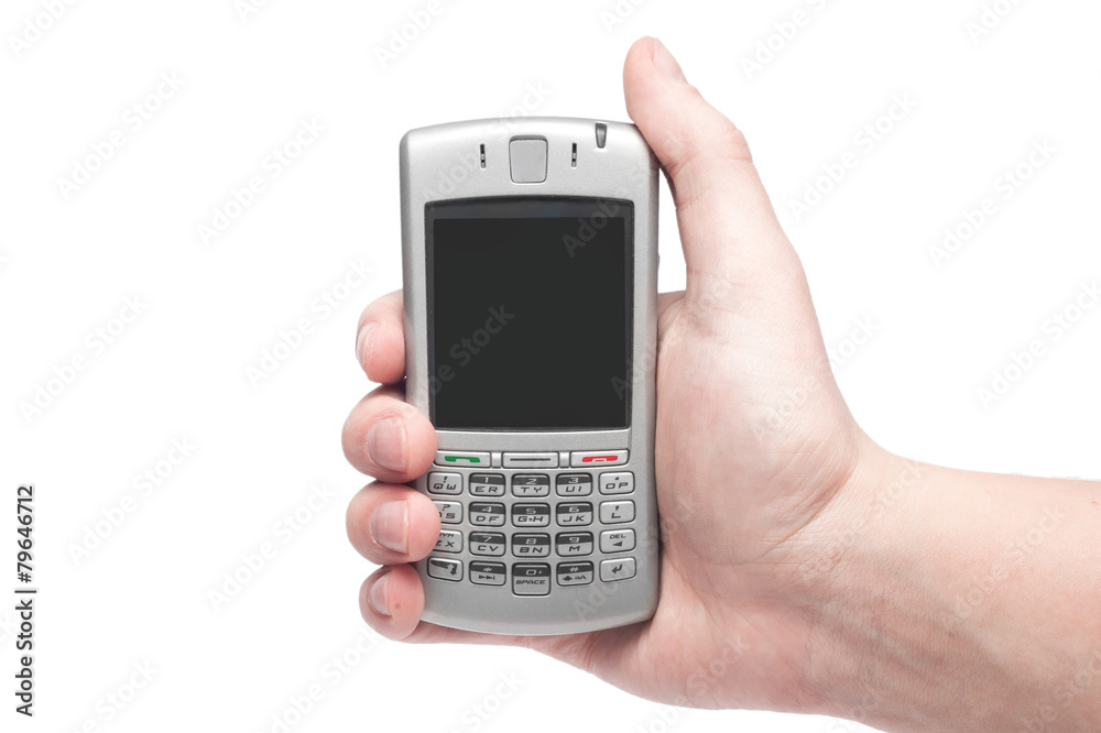 smart phone with qwerty keyboard in hand