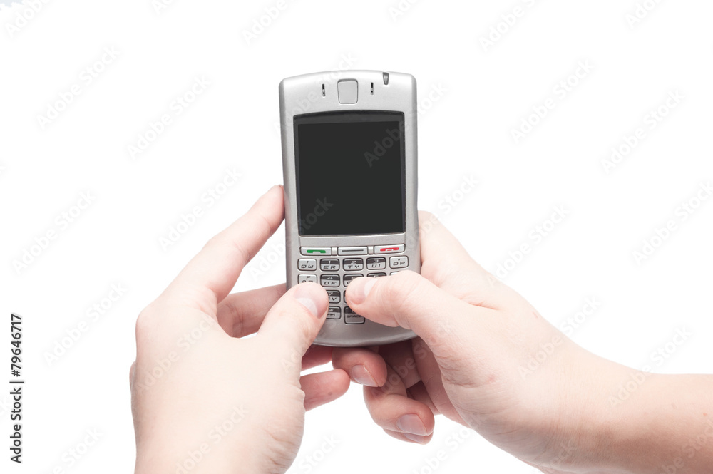 smart phone with qwerty keyboard in hand smart phone with qwerty keyboard in hand