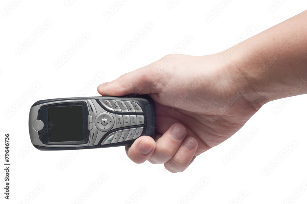 Simple black cellphone in hand